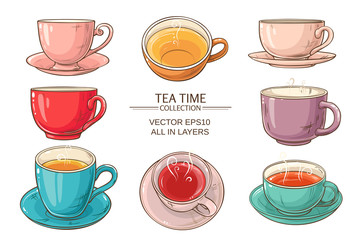 tea cups set color