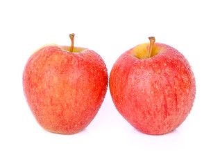 two red apple(sonya) with drop of water isolate on white