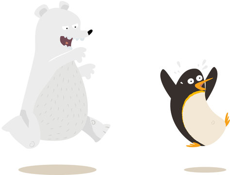 ours poursuivant un pingouin