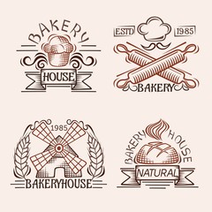 Set of vintage bakery labels, badges and design elements