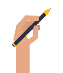 flat design hand holding elegant pen icon vector illustration