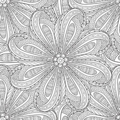 Seamless pattern of hand-drawn mandalas. Vector graphics. Monochrome range. Pattern for coloring book.