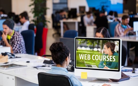 Composite image of web course ad