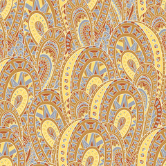 Seamless pattern of hand-drawn and colored abstract elements. Vector graphics . Abstract zentangle seamless .