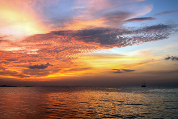 Sunset and sky orange. Beautiful sky.
