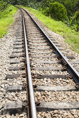 Fototapeta premium Line of railway crossing in rural of Thailand.
