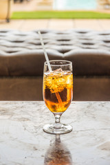 A refreshing drink on a bright sunny day