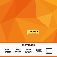 Best mom and dad, son, daughter icons.