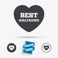 Best girlfriend sign icon. Heart love symbol.