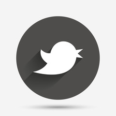 Bird sign icon. Social media symbol.
