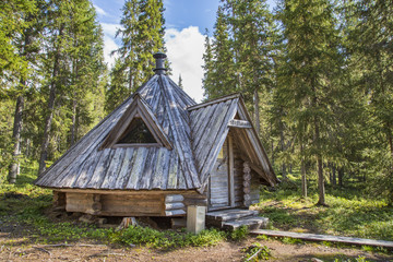 Rest house in a forest of Finnish Lapland