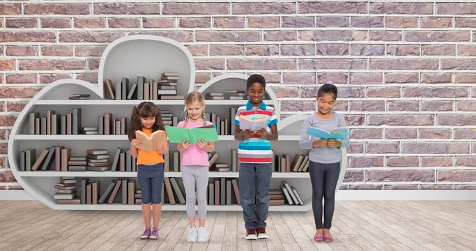 Composite image of elementary pupils reading