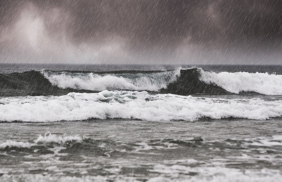 Storm in the raining day over Atlantic Ocean in UK © Savvapanf Photo ©