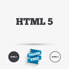 HTML5 sign icon. New Markup language symbol.