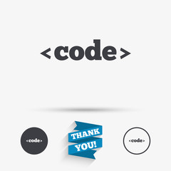 Code sign icon. Programming language symbol.