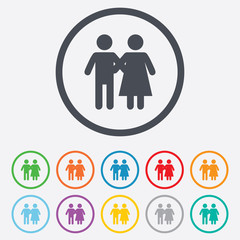 Couple icon. Young family symbol.