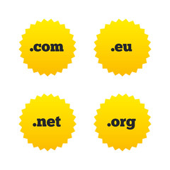 Top-level domains signs. Com, Eu, Net and Org.