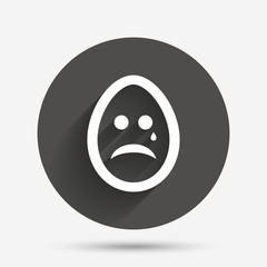 Sad egg face with tear sign icon. Crying symbol.