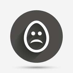 Sad egg face sign icon. Sadness symbol.