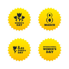 8 March Women's Day icons. Bouquet of flowers.