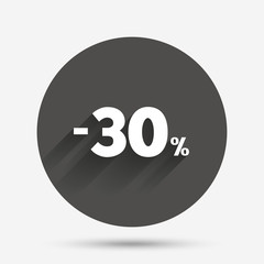 30 percent discount sign icon. Sale symbol.