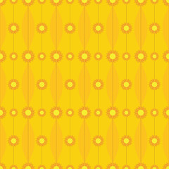 Yellow vector seamless pattern background with flowers..