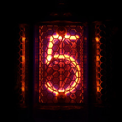 Nixie tube indicator of the numbers retro style. Digit 5