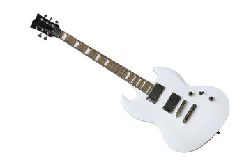 Obraz premium The image of white electric guitar under the white background
