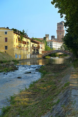 PADOVA, ITALY - JULY, 9, 2016: buildings on a river bank in Padova, Italy
