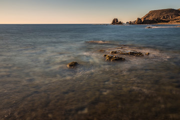 Landscape on the coast of Escullos. Natural Park of Cabo de Gata. Spain.