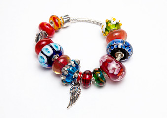 Bracelet with red and blue beads