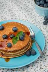 Pancakes with fresh blackberries