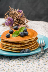 Pancakes with fresh blackberries