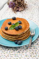 Pancakes with fresh blackberries