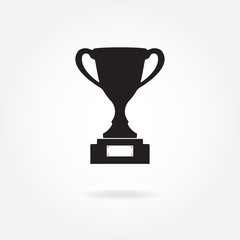Trophy cup icon or sign isolated on white background. Winning champions cup. Vector illustration.