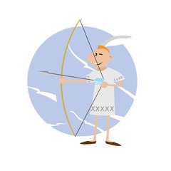 American Indian archery. vector illustration of cartoon.