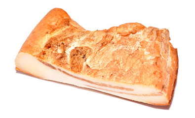 Piece of fat bacon isolated on white