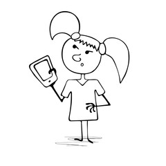 A girl looking at her smartphone.