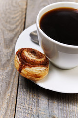 coffee and cinnamon bun