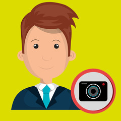 man camera photography icon vector illustration gra