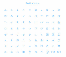 80 Trendy Thin Line Icons for web and mobile Set
