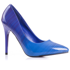 blue painted high heels shoes isolated