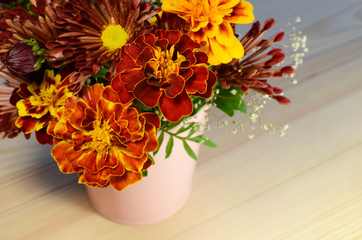 Marigold and chrysanthemum bouquet