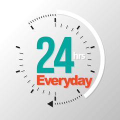 Twenty four hour everyday. Vector illustration. Can use for service advertising.