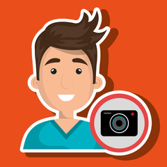 man camera photography icon vector illustration gra