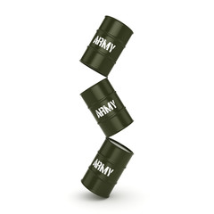 3D rendering army barrels