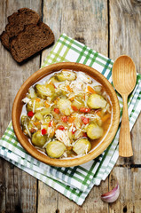 Brussels sprouts zucchini noodles chicken soup