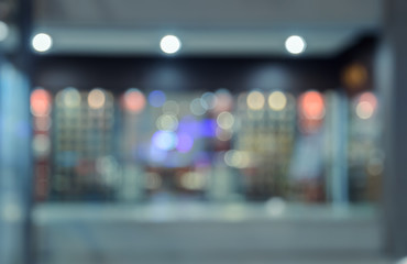Blurred night bokeh shop window background