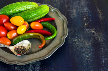 Salad ingredients and spoons