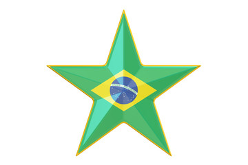 Star with flag of Brazil, 3D rendering